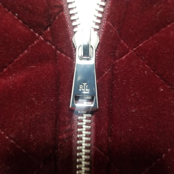 Lauren Ralph Lauren Burgundy Quilted Zip Up Bomber Jacket - Picture 7 of 9